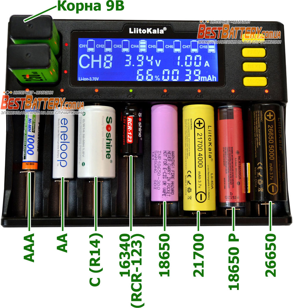 Зарядное устройство Liitokala Lii-S8 универсальное для разных типов аккумуляторов.