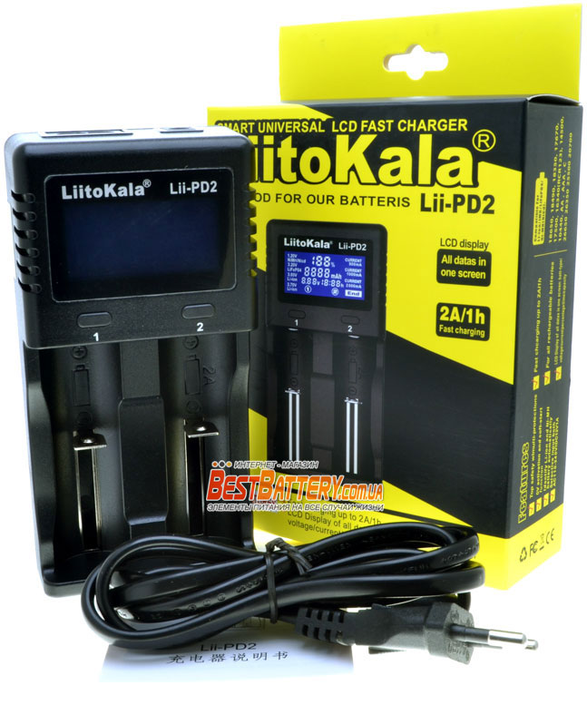 Комплект поставки зарядного устройства LiitoKala Lii PD2.