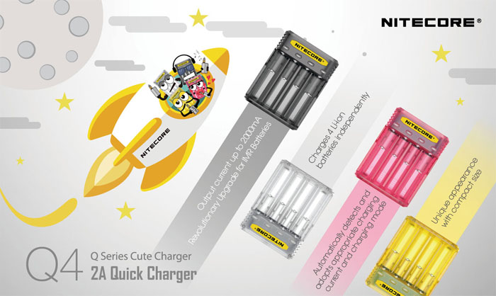Зарядное устройство Nitecore Q4 доступные цвета.