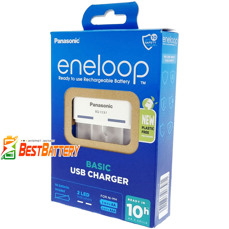 Panasonic Eneloop BQ-CC61E USB Charger Eco Box - USB зарядное устройство на 4 канала для Ni-Mh аккумуляторов формата АА и ААА.