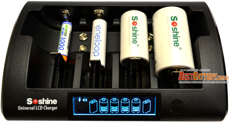 Зарядное устройство Soshine CD1 Pro для АА, ААА, C(R14), D(R20), Крон, 18650, 16340, 14500 и др.