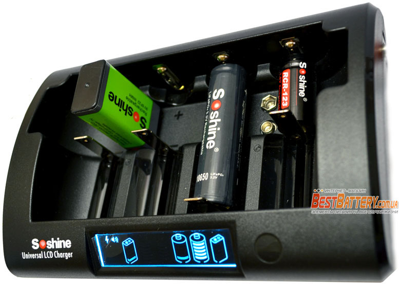 Зарядное устройство Soshine CD1 PRO совместимые аккумуляторы.