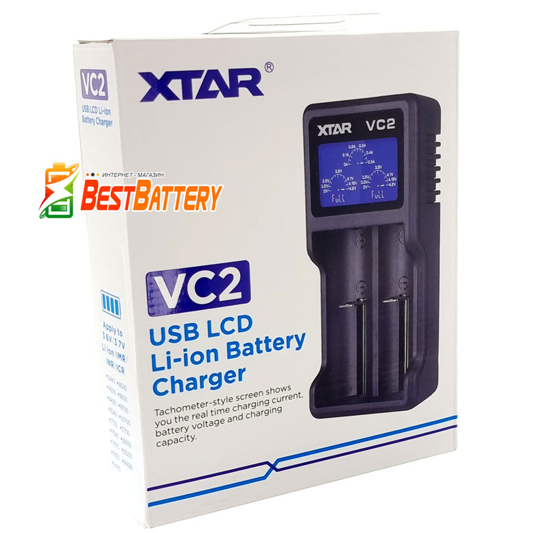 XTar VC2 - универсальное зардяное устройство для Li-Ion (IMR, INR, ICR) аккумуляторов различных форматов, с защитой и без защиты.