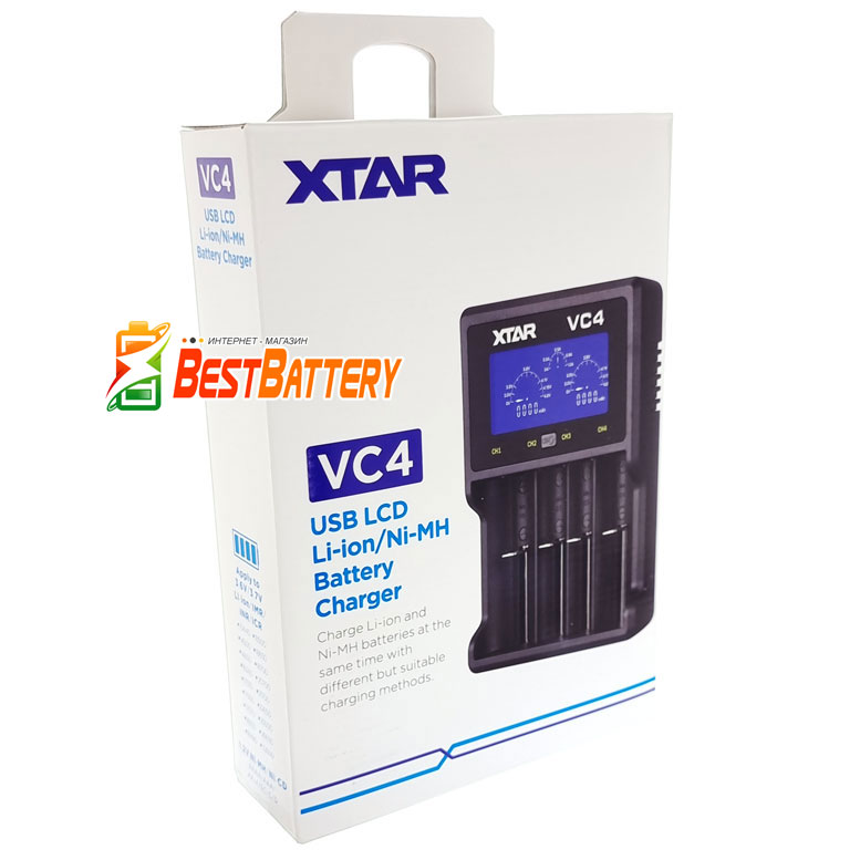 XTar VC4 - универсальное зарядное устройство для Li-Ion (IMR, INR, ICR) и Ni-Mh, Ni-Cd аккумуляторов различных форматов.