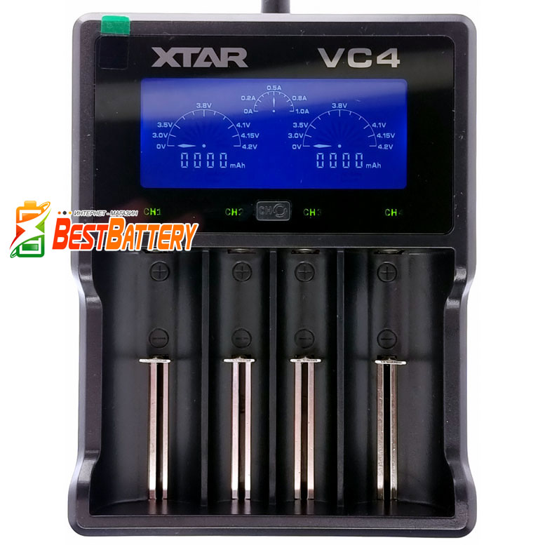 Зарядное устройство XTar VC4 - информационный LCD дисплей с подсветкой.