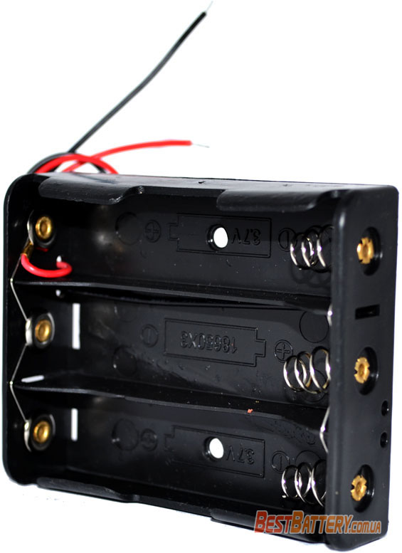 Держатель (холдер) с выводами на 3 аккумулятора 18650 параллельное соединение аккумуляторов (3.7V).
