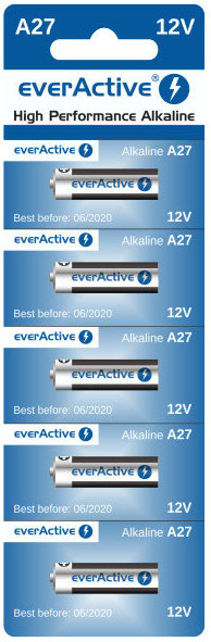 Батарейка щелочная EverActive A27, 12V, блистер. Цена за уп. 5 шт.