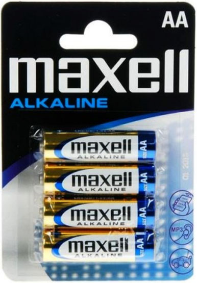 Щелочные пальчиковые батарейки Maxell AA (LR6), 1.5В. 4 шт. в блистере.