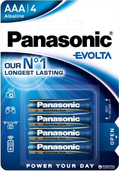 елочные минипальчиковые батарейки Panasonic Evolta AAA (LR03), 1.5В.