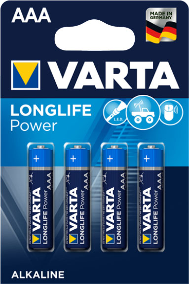 Щелочные минипальчиковые батарейки VARTA Longlife Power AAA (LR03) Alkaline.