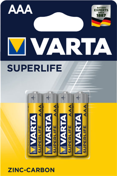 Минипальчиковые батарейки VARTA Superlife Zinc Carbon AAA (R03).