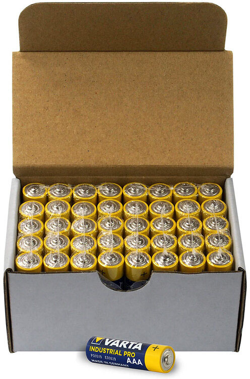 Щелочные минипальчиковые батарейки Varta Industrial PRO AAA (LR03), 1.5V. Цена за уп. 40 шт.