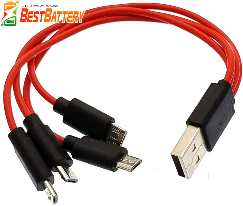 Кабель Soshine USB to 4 x micro USB заменяет 4 стандартных кабеля USB - micro USB.